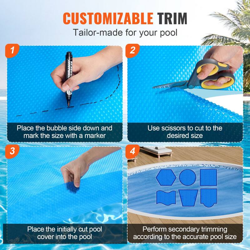 Solar Pool Cover, Solar Blanket for Pools, Inground Above Ground Swimming Pool Solar Cover