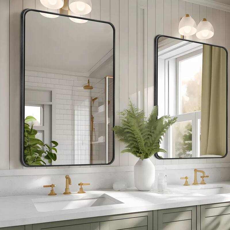 2 Pack Bathroom Rectangle Mirror Wall Mounted - 30X40 - Black
