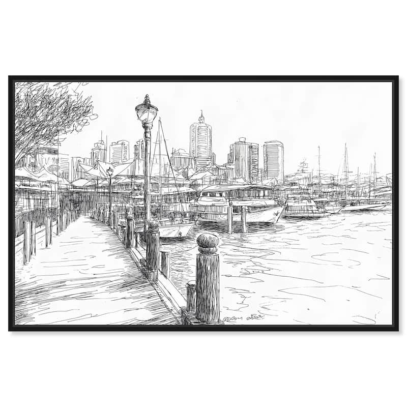 Harbour City Ink Canvas by Art Remedy - 36" x 24" - Black