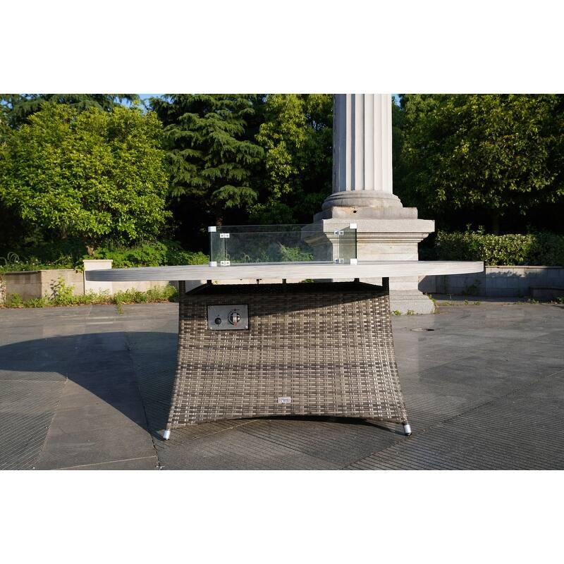 Ellington Outdoor Wicker Round Firepit Dining Table