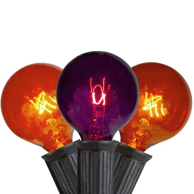 10-Count Orange and Purple G40 Globe Halloween Lights 9ft Black Wire