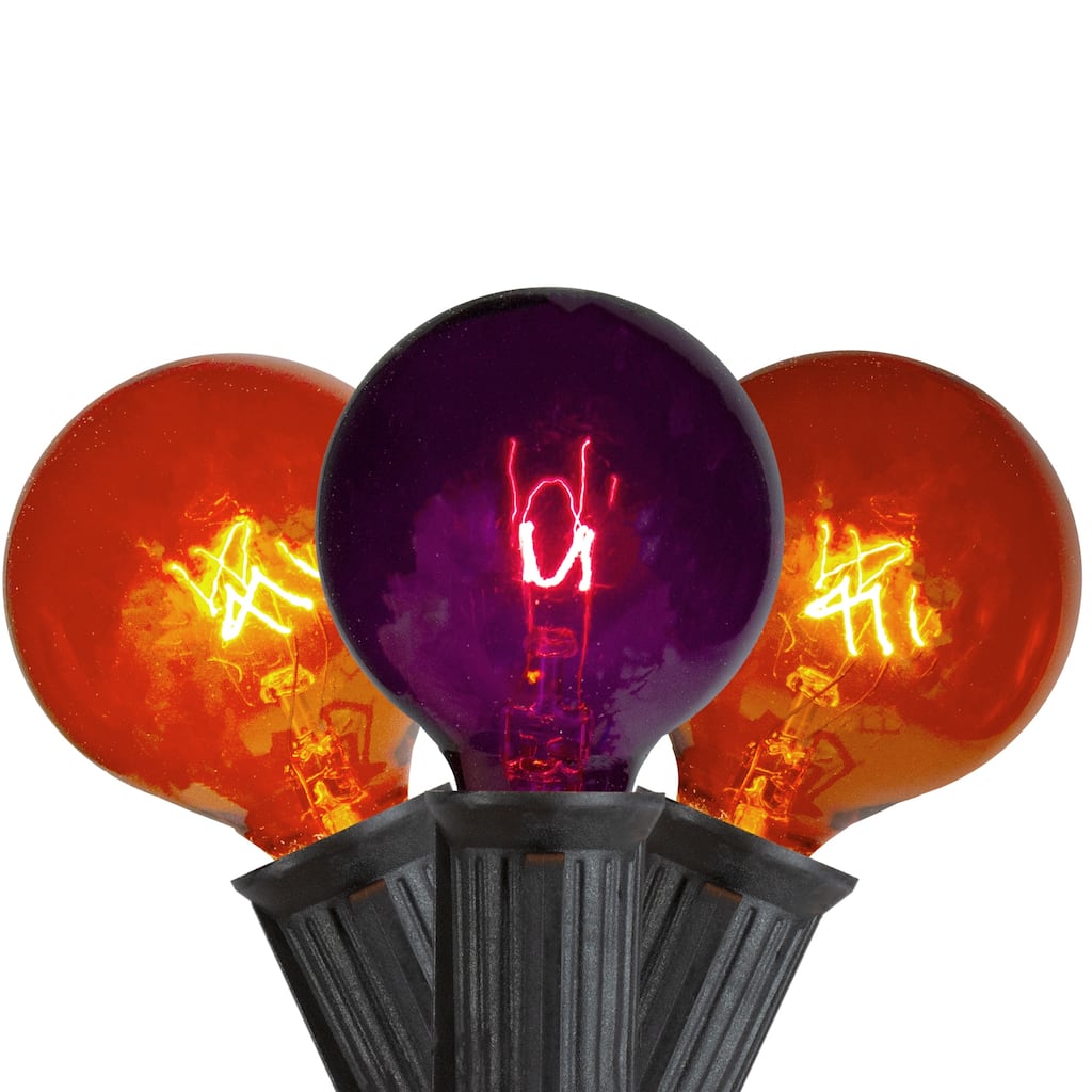 10-Count Orange and Purple G40 Globe Halloween Lights 9ft Black Wire