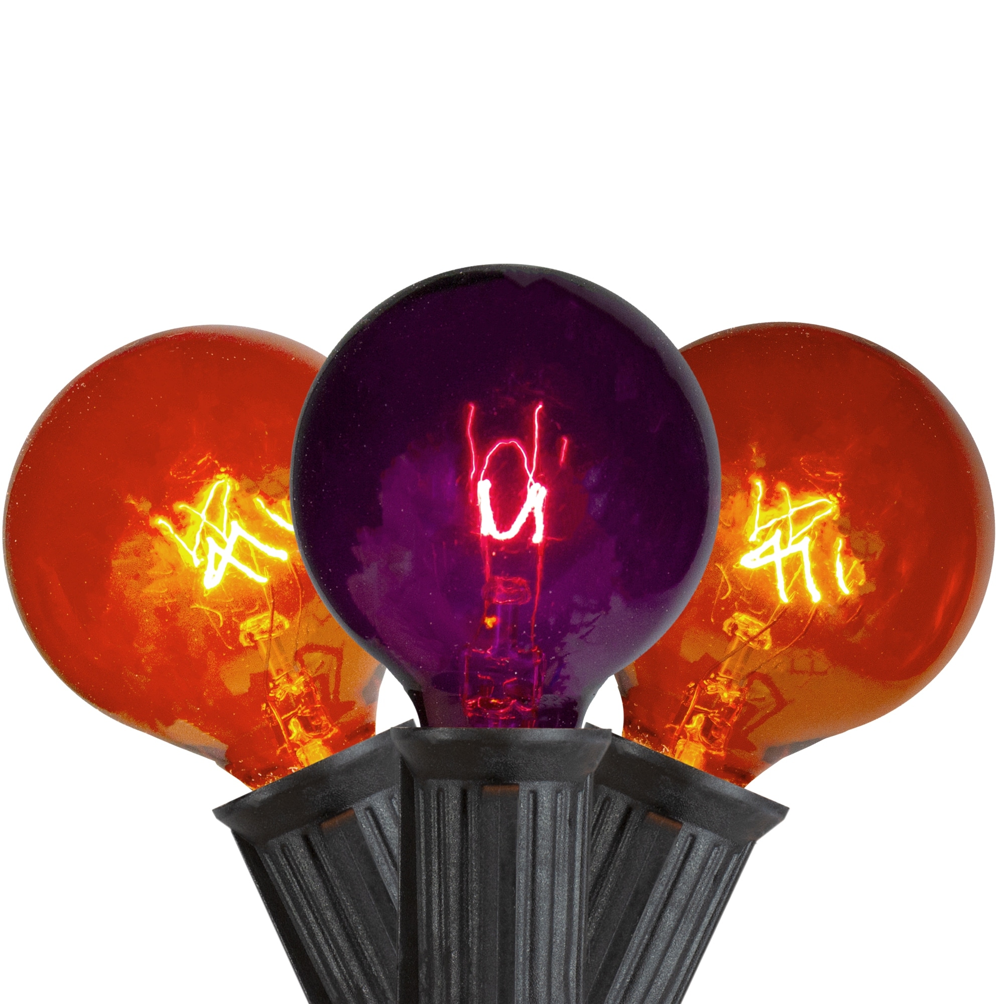 10-Count Orange and Purple G40 Globe Halloween Lights 9ft Black Wire