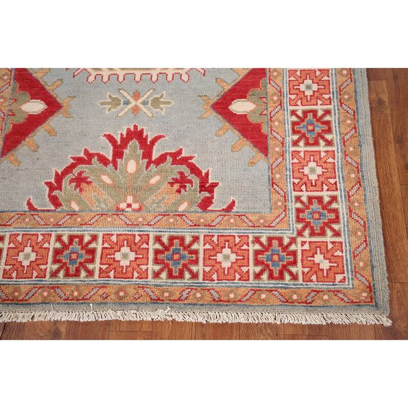 Kazak Accent Rug Hand-Knotted Geometric Wool Carpet - 3'4" x 4'11"