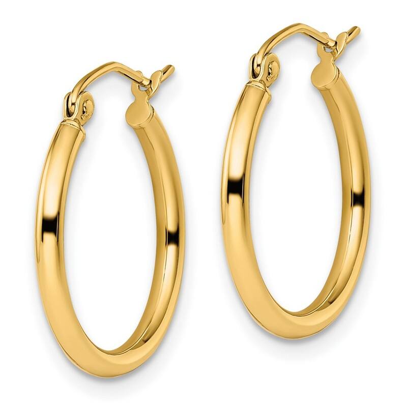 Curata 10k Yellow Gold Polished Hinged 20x2mm Round Hoop Earrings
