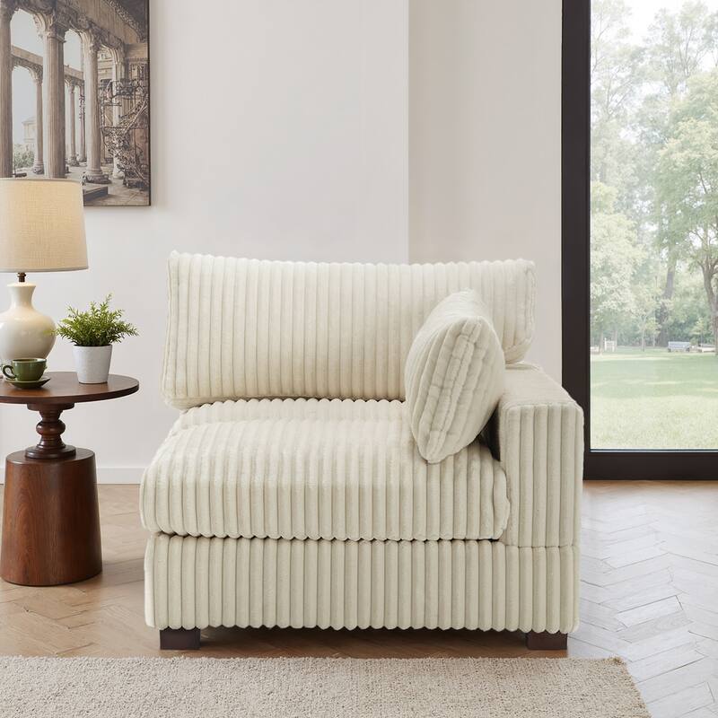 Plush Faux Fur Accent Sofa Chair - Armchair right facing - White