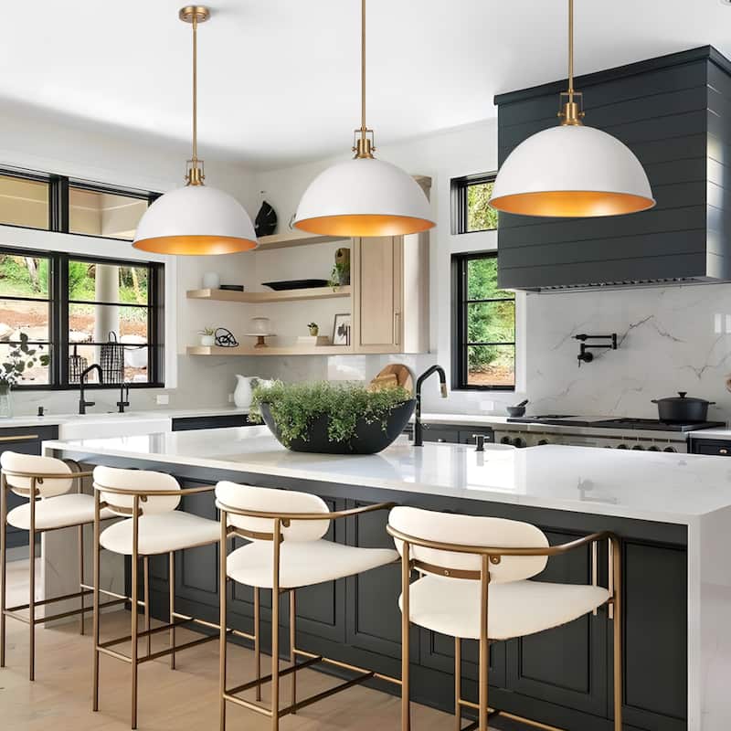 Modern Industrial 1-Light Dome Metal Pendant Light for Kitchen Island