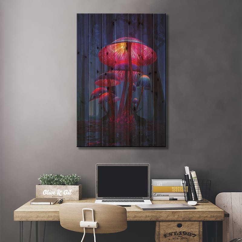 The Magic Shrooms Print On Wood by Davansh Atry - Multi-Color