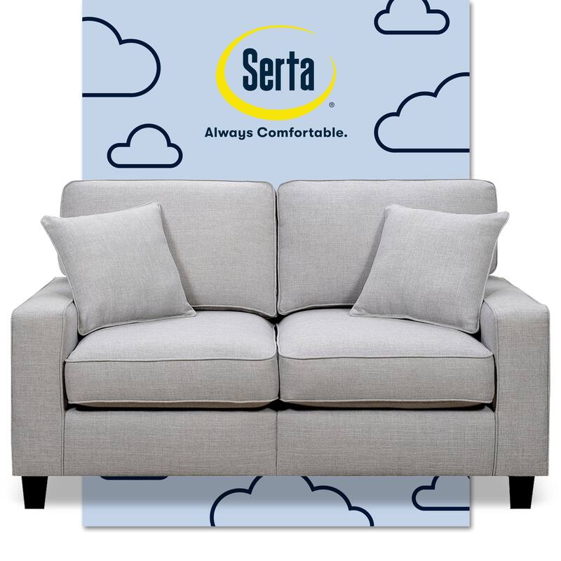 Serta Palisades Upholstered 61" Sofas for Living Room Modern Design Couch, Straight Arms, Tool-Free Assembly - PebbleGrey