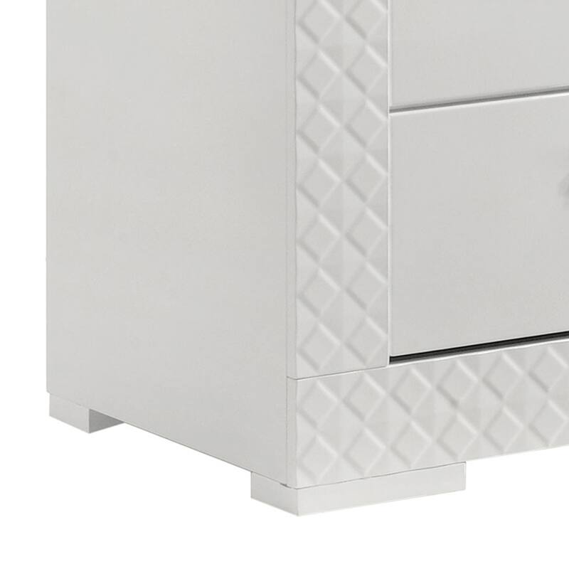 Dema 6 Drawer Wide Dresser, High Gloss White Textured Trim