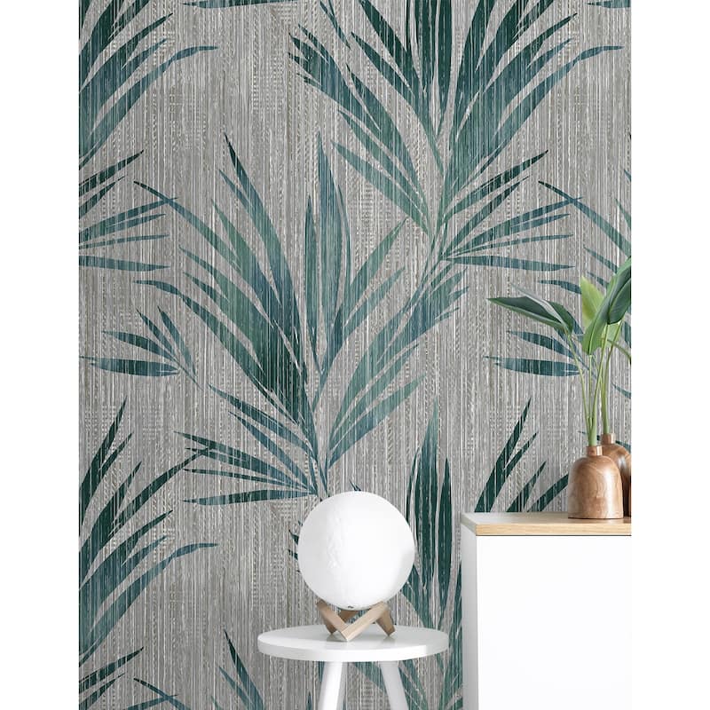 Seabrook Designs Ledonna Leaf Stria Unpasted Wallpaper