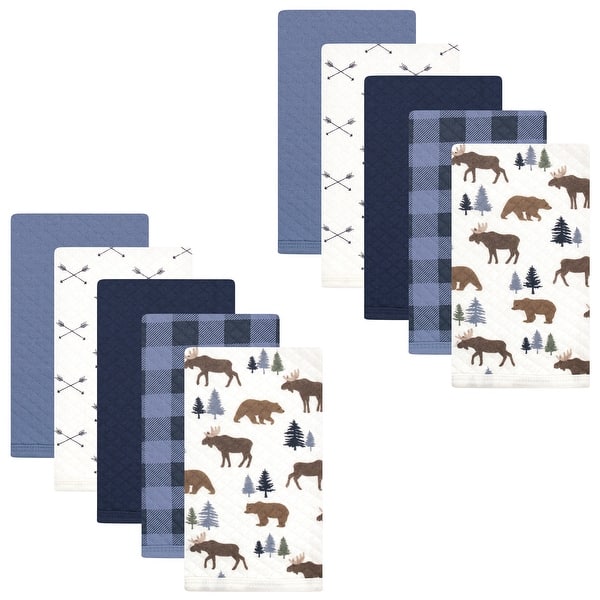 slide 1 of 1, Hudson Baby Infant Boy Quilted Burp Cloths 10pk, Moose Bear, One Size - Moose Bear - One Size One Size - Moose Bear