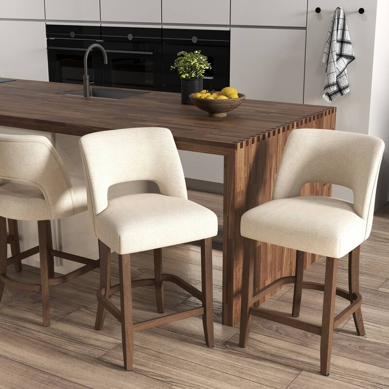 Set of 2/4/6,Upholstered Counter Height Bar Stools,Modern Counter Stools with Wood Legs for Kitchen Island Dining Room Bar