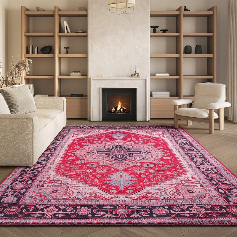 SAFAVIEH Tucson Machine Washable Slip Resistant Emmer Traditional Rug