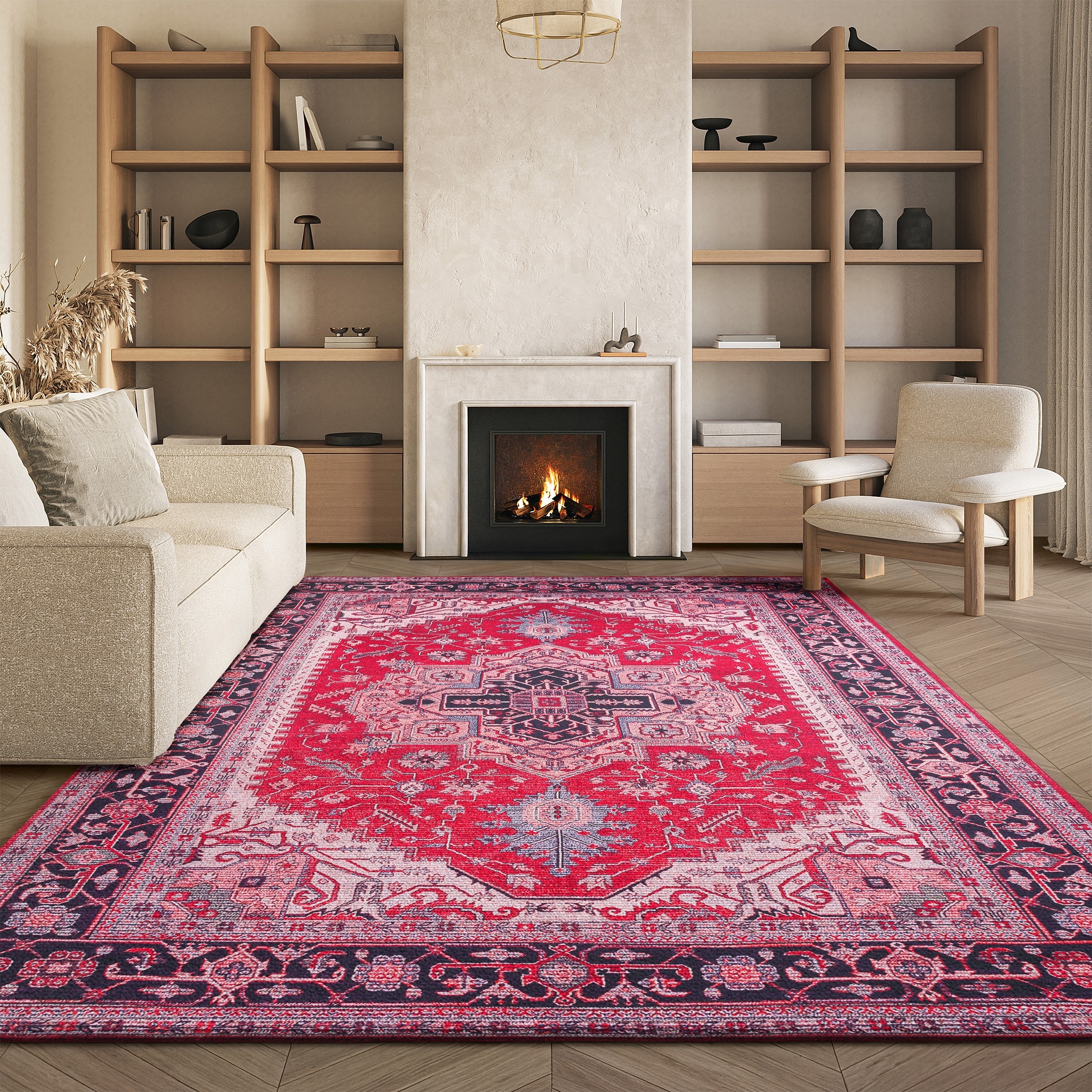 SAFAVIEH Tucson Machine Washable Slip Resistant Emmer Traditional Rug