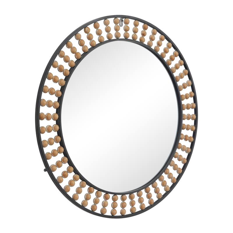 Contemporary Metal Wall Mirror with Beaded Detailing - White or Black