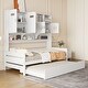 preview thumbnail 32 of 56, Wooden Platform Daybed with Twin Size Trundle, Bookcase Storage Bed with All-in-One Cabinet and Shelf