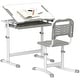 preview thumbnail 20 of 25, Qaba Kids Desk and Chairs Set, Height Adjustable Children School Study Desk with Tilt Desktop, Storage Drawer