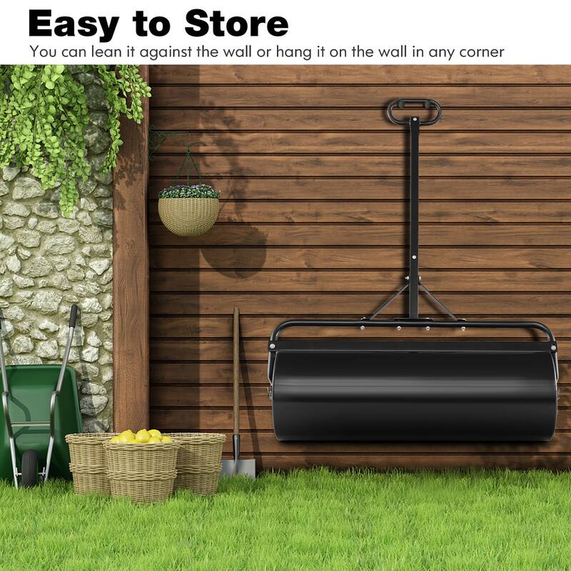 Gymax Lawn Roller Push/Tow Behind a Tractor Sod Drum Roller for Park