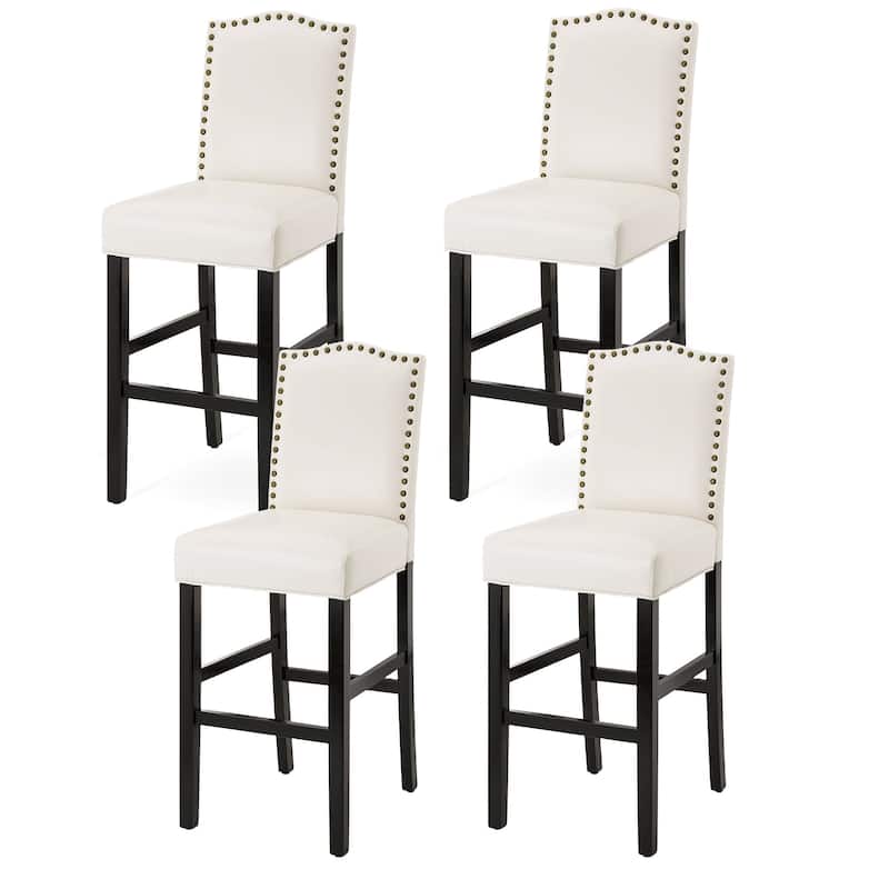 Glitzhome Set of 2 45"H PU Riveted Upholstered Bar Stools Pub Chairs