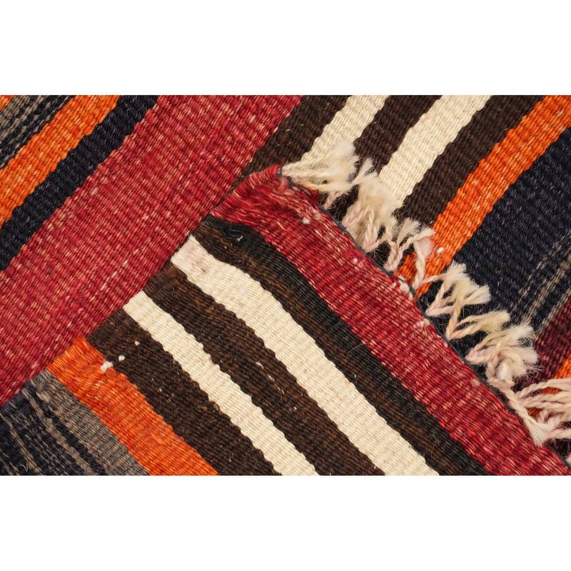 Hand Woven Oriental 100% Wool Carpet Southwestern Geometric Oranges & Rust Kilim Area Rug - 12' 8'' X 5' 3''