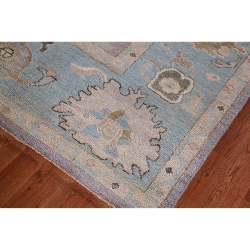 Hand Knotted Oriental 100% Wool Carpet Transitional All-Over Purples Oushak Area Rug - 9' 7'' X 8' 1''