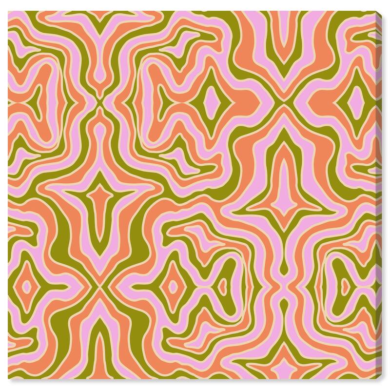 Wynwood Studio Canvas Abstract Retro Dizziness Orange and Light Violet Bohemian & Eclectic Wall Art Canvas Print - 20 x 20
