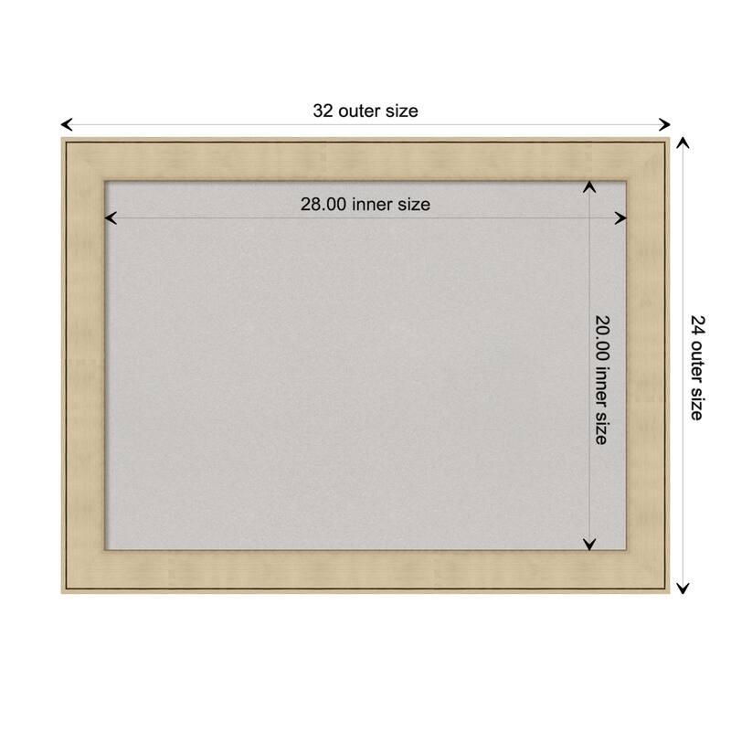 Classic Honey Silver Framed Grey Corkboard Bulletin Board - Board Size 28x20