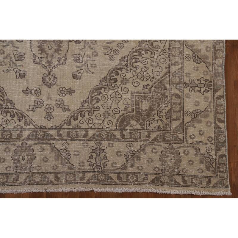 Traditional Distressed Tabriz Persian Vintage Rug Handmade Wool Carpet - 6'3" x 9'8"