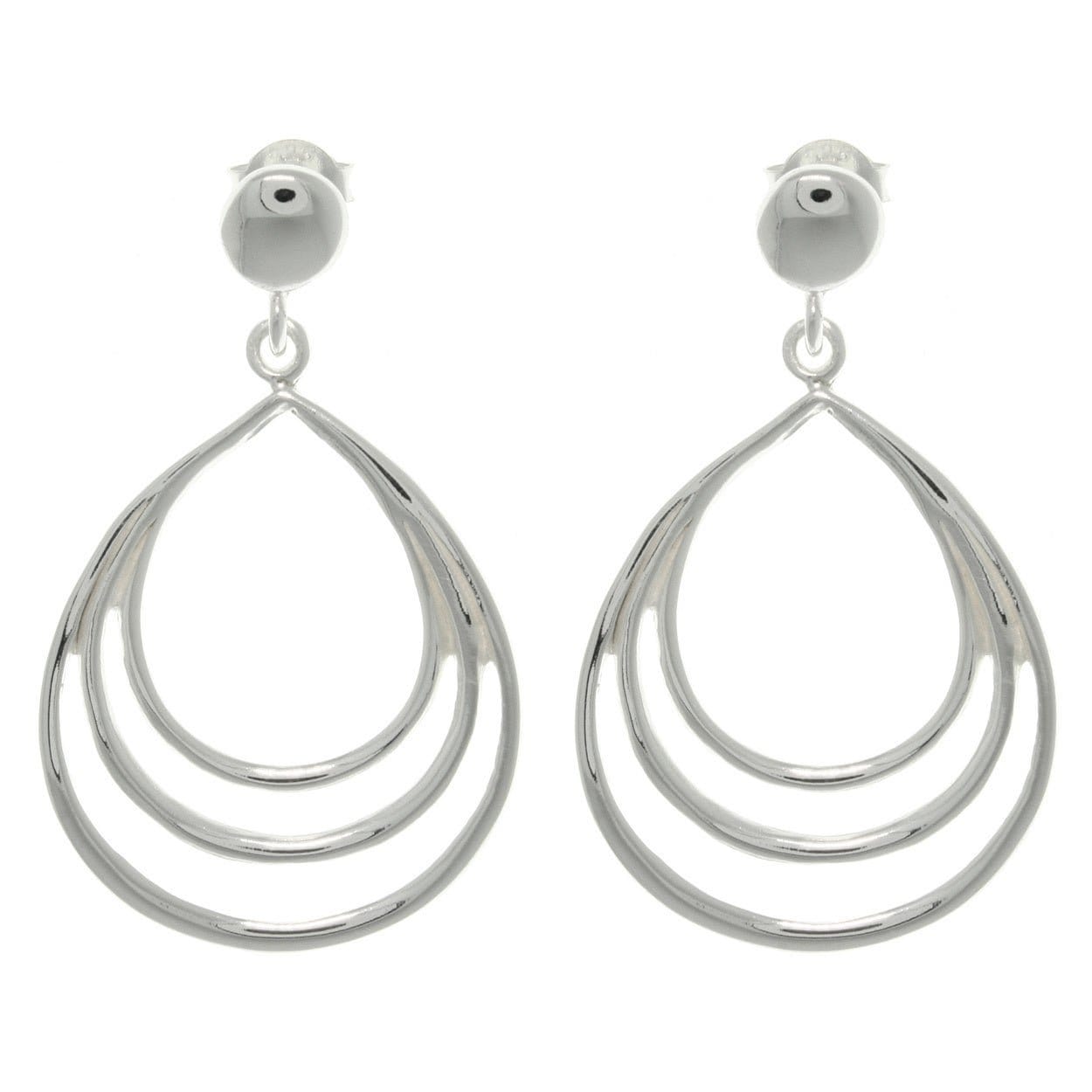 Sterling Silver Triple Teardrop Earrings