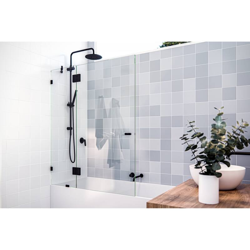 Glass Warehouse GW-B-GH-51 Halo 58" High x 51" Wide Hinged Frameless - Matte Black
