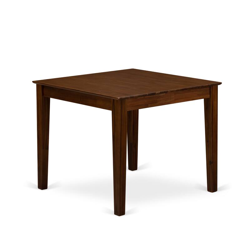 East West Furniture Dining Table Set consists of a square Table and stackable Chair, Antique Walnut (Pieces & Seat Options)
