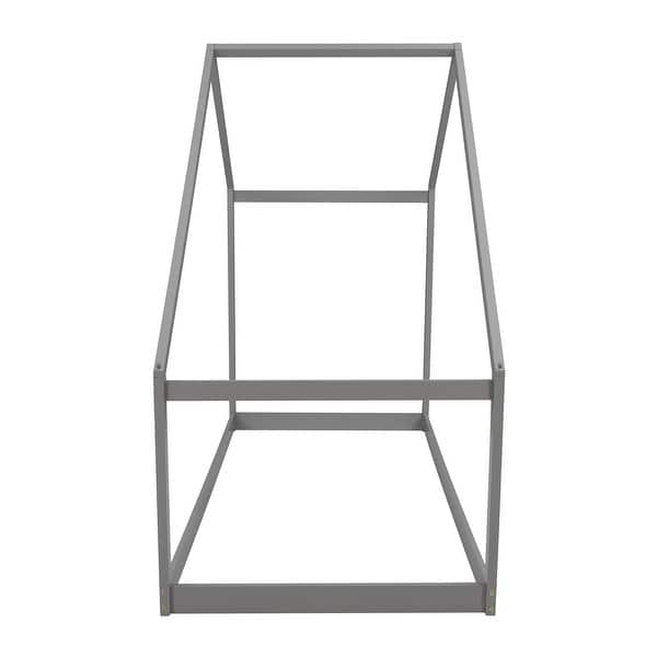 slide 2 of 9, Twin Size Wooden House Bed Grey