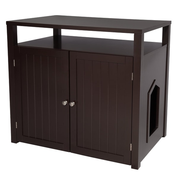 Arf Pets Cat litter Box Enclosure, Furniture Large Box House with Table