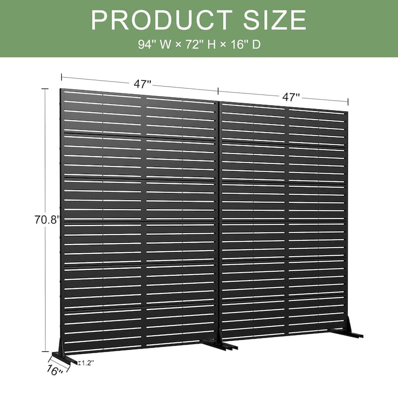 Dovelina 6ft.Outdoor Freestanding Metal Privacy Screen Decorative Garden Fence - 72"x94"
