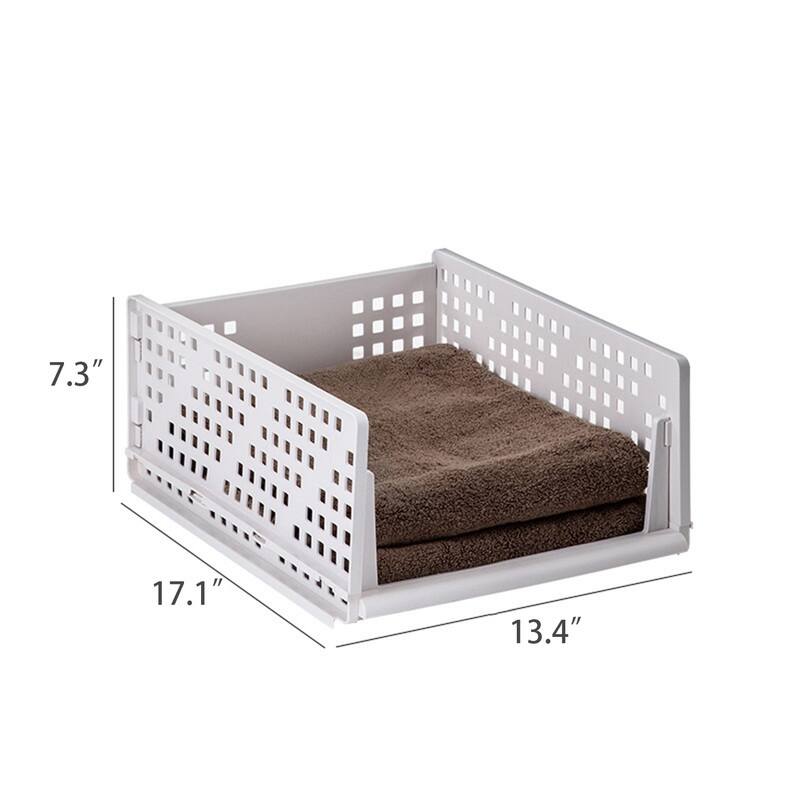 HANAMYA Folding and Stackable Storage Shelf, Set of 4 - 13.4"Wx17"Dx7.3"H