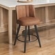 preview thumbnail 20 of 53, 26.in Swivel Bar stool PU Leather/Fabric Upholstered Counter Stool, High Back Armless Stool with Wooden Legs