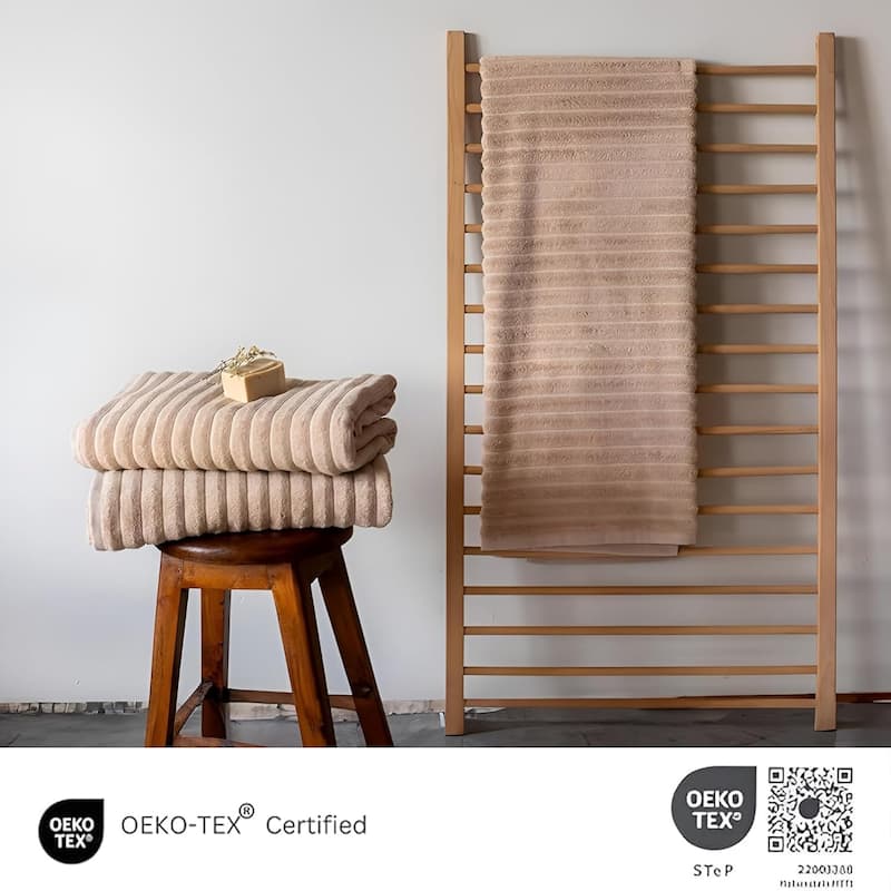 Classic Turkish Towels 100% Turkish Cotton Bath Sheets Plush Ribbed 3 Piece 40x65" - 40x65