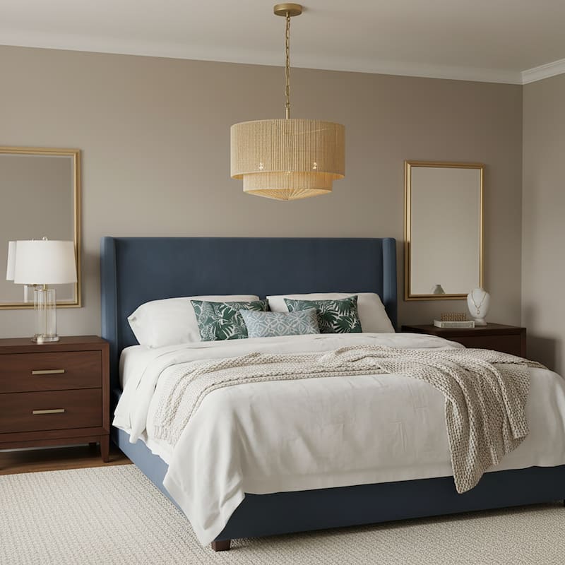 Armida 3-Light Rattan Rope Tiered Drum Pendant, Coastal Boho - Handwoven