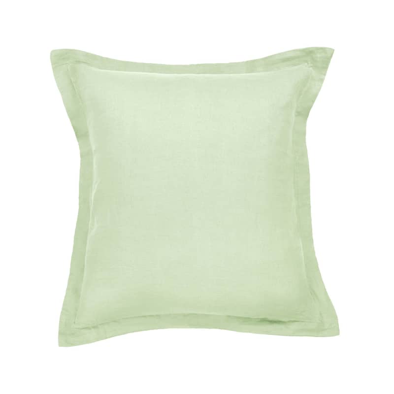 100% French Linen Flanged Euro Sham by BOKSER HOME - Pillow Covers - 26" x 26" - Matcha