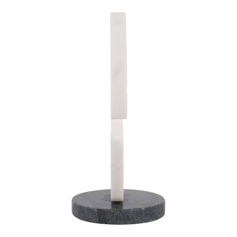 Decorative Round Marble Sculpture Statue - 10", White & Black