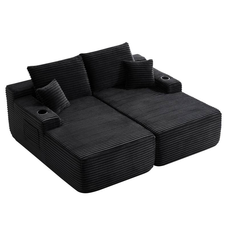 Oversized Boneless Double Chaise Lounge, Sectional Deep Seat Cloud Couch, Oversized Compressed Loveseat Sleeper Sofa