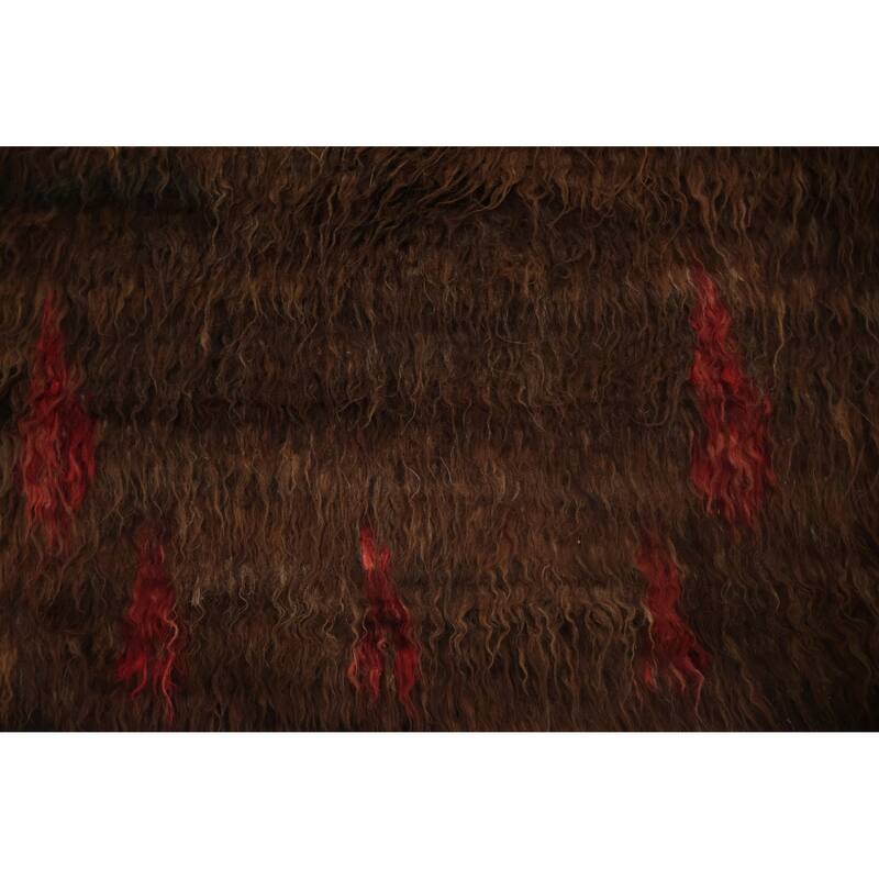 Hand Knotted Oriental 100% Wool Carpet Modern Tribal Brown Moroccan Area Rug - 9' 9'' X 6' 8''