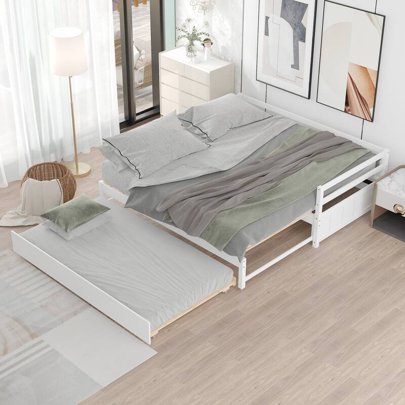 Twin or Double Twin Daybed with Trundle - Simple Design, High-Quality ...