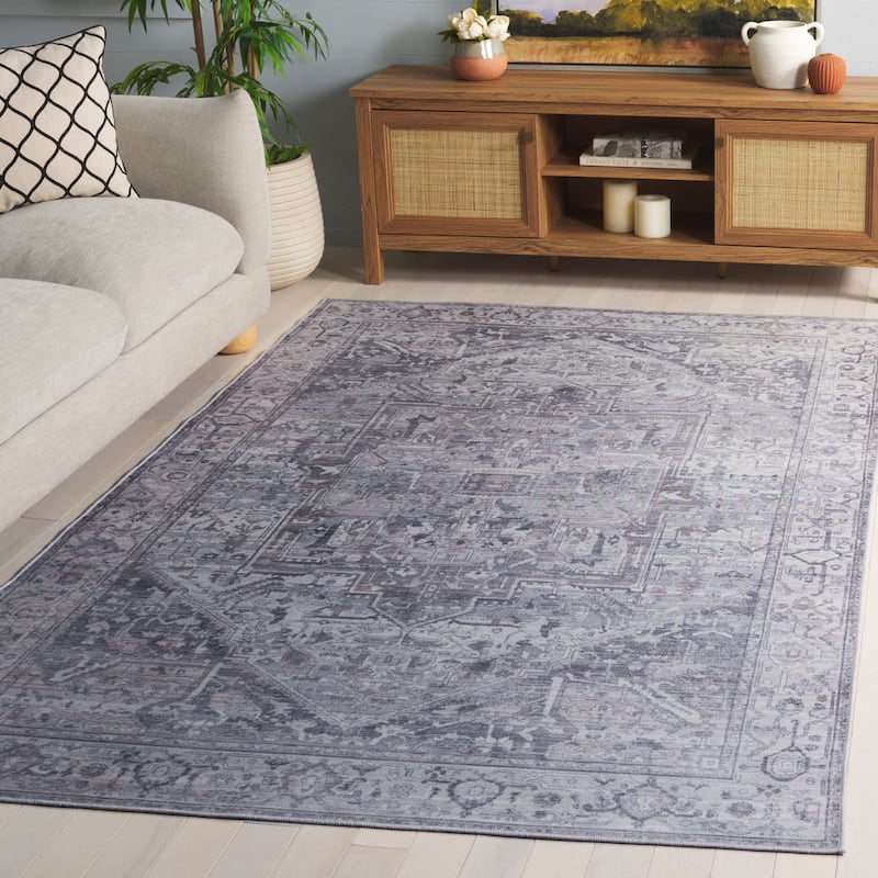 SAFAVIEH Tucson Esha Machine Washable & Slip Resistant Rug - Grey/Light Grey - 6' x 9'