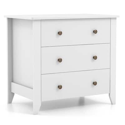 Gymax 3 Drawer Dresser Chest of Drawers Bedside Table for Living Room