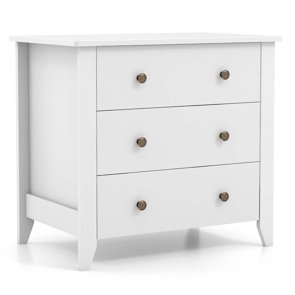 Gymax 3 Drawer Dresser Chest of Drawers Bedside Table for Living Room