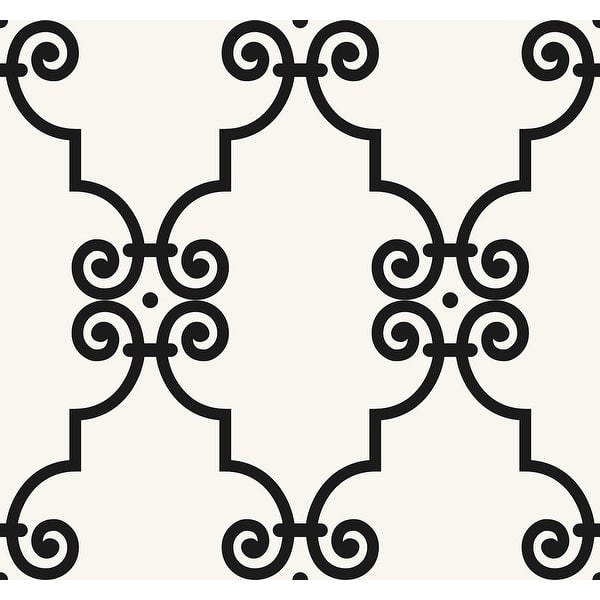 slide 2 of 4, Seabrook Designs Ripley Ironwork Unpasted Wallpaper 27 in. W x 27 ft. L - Ivory & Onyx