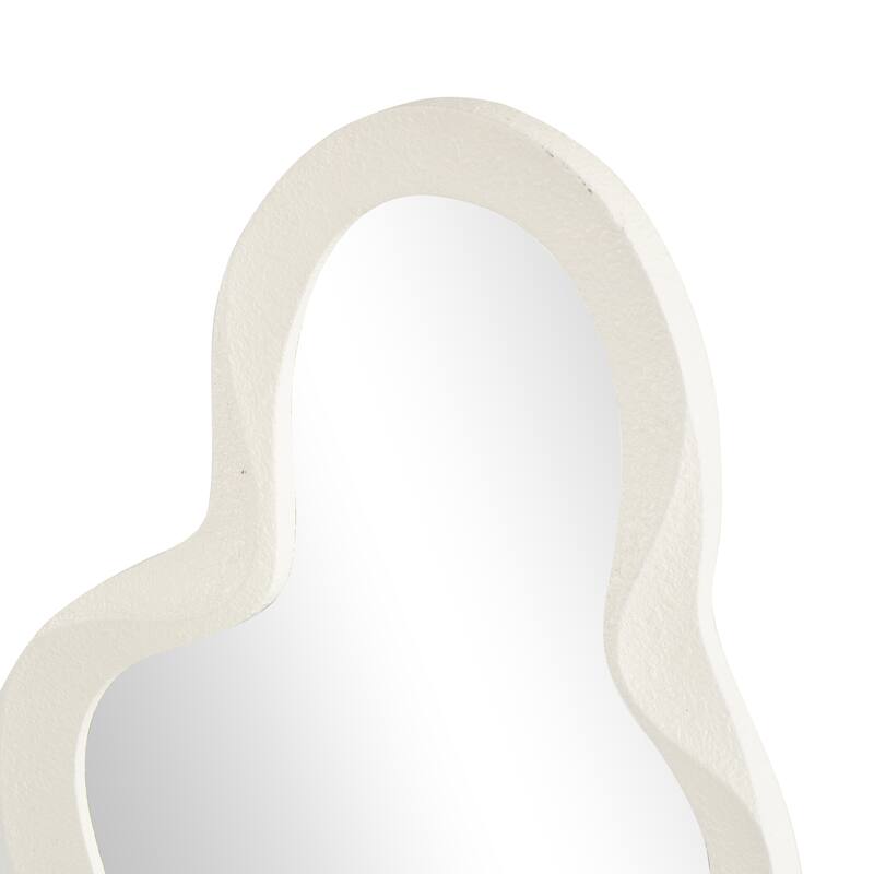 White or Black Wood Wavy Room Wall Mirror with Dimensional Frame