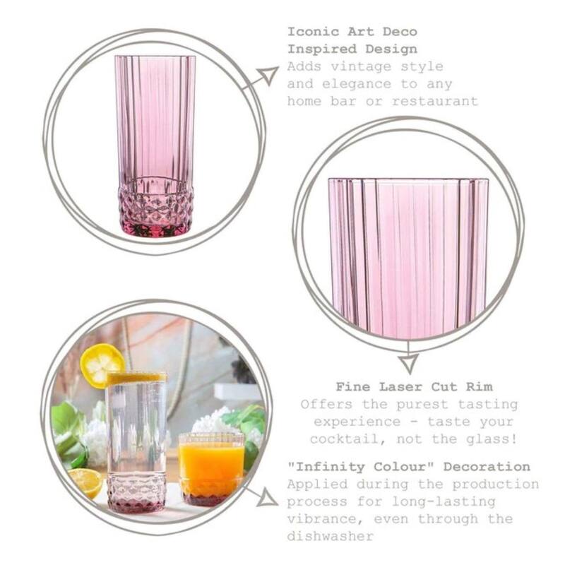 Bormioli Rocco Set of 6 America '20s Long Drink Glasses - 16.25 OZ